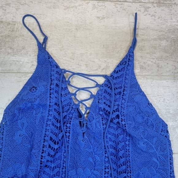 ASTR The Label Lace Up Blue Shift Dress Size Small - Picture 3 of 8